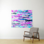 Abstracte Waterverf Streven blauw Turquoise Roze Wandkleed (In Situ (horizontaal))