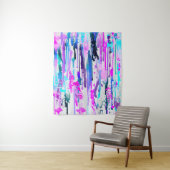 Abstracte Waterverf Streven blauw Turquoise Roze Wandkleed (In situ)