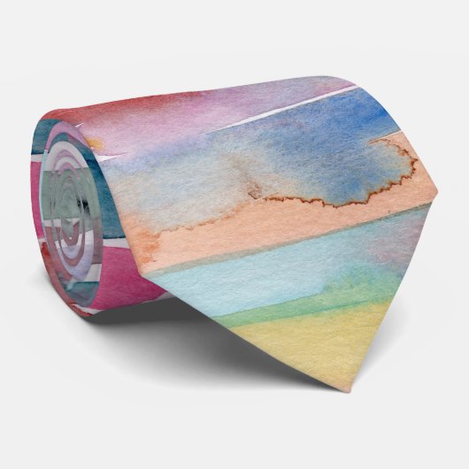 Abstracte Waterverf Stropdas (Opgerold)