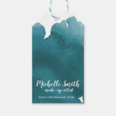 Abstracte waterverf teal kleur spat borstelstreek cadeaulabel (Voorkant)