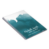 Abstracte waterverf teal kleur spat borstelstreek notitieboek (Rechterzijde)
