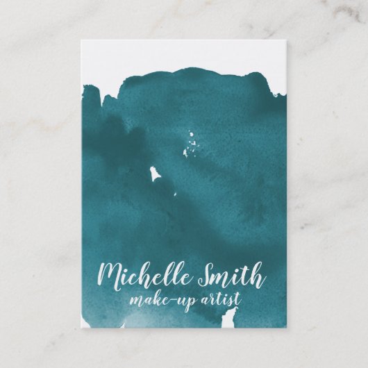 Abstracte waterverf teal kleur spat borstelstreek visitekaartje (Voorkant)