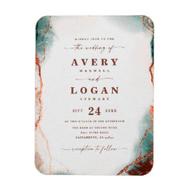 Abstracte Waterverf Terra Cotta Wedding Invitation Magneet