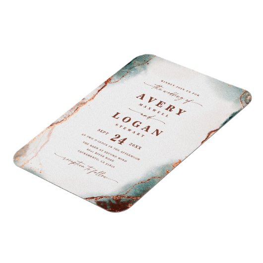 Abstracte Waterverf Terra Cotta Wedding Invitation Magneet (Linkerzijde)