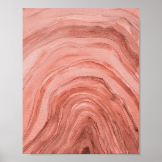 Abstracte Waterverf Terracotta Oranje Agate II Poster (Voorkant)