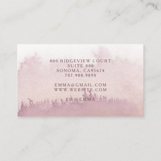 Abstracte Waterverf Therapeut Counselor Dusty Roos Visitekaartje (Achterkant)