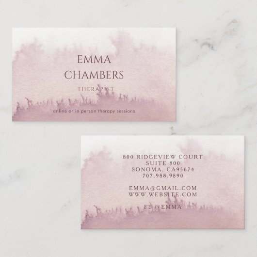 Abstracte Waterverf Therapeut Counselor Dusty Roos Visitekaartje (Voorkant / Achterkant)