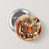 Abstracte Waterverf Tijger Dierenrechten Knopspeld Ronde Button 5,7 Cm (Voorkant /achterkant)