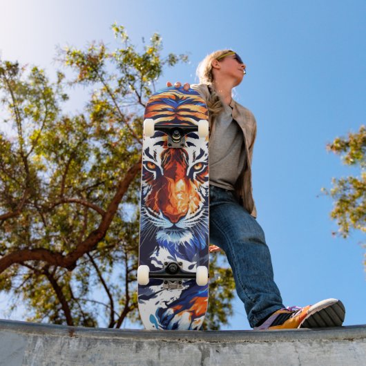 Abstracte Waterverf Tijger Persoonlijk Skateboard (Buiten 1)