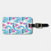 Abstracte Waterverf Tropisch lefpatroon Bagagelabel (Voorkant horizontaal)