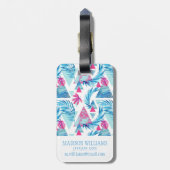 Abstracte Waterverf Tropisch lefpatroon Bagagelabel (Achterkant verticaal)