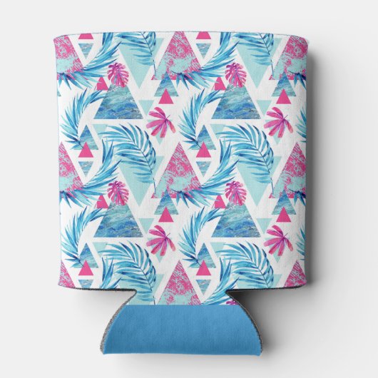 Abstracte Waterverf Tropisch lefpatroon Blikjeskoeler (Achterkant)