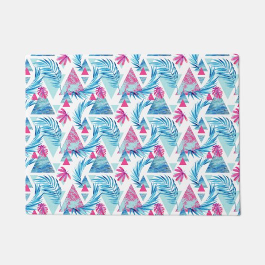 Abstracte Waterverf Tropisch lefpatroon Deurmat (Voorkant)