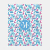 Abstracte Waterverf Tropisch lefpatroon Fleece Deken (Voorkant)