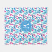 Abstracte Waterverf Tropisch lefpatroon Fleece Deken (Voorkant (Horizontaal))