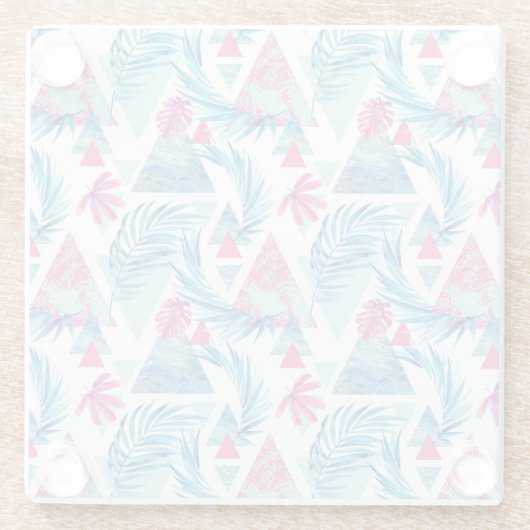 Abstracte Waterverf Tropisch lefpatroon Glazen Onderzetter (Achterkant)