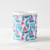 Abstracte Waterverf Tropisch lefpatroon Grote Koffiekop (Voorkant)