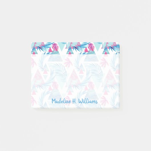 Abstracte Waterverf Tropisch lefpatroon Post-it® Notes (Voorkant)