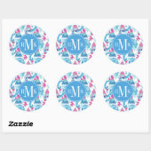 Abstracte Waterverf Tropisch lefpatroon Ronde Sticker (Vel)