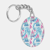 Abstracte Waterverf Tropisch lefpatroon Sleutelhanger (Voorkant Links)
