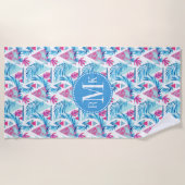 Abstracte Waterverf Tropisch lefpatroon Strandlaken (Voorkant)