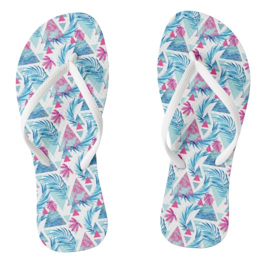 Abstracte Waterverf Tropisch lefpatroon Teenslippers (Voetbed)