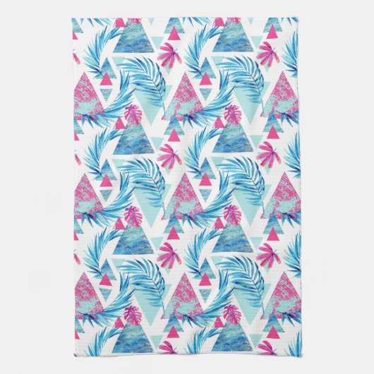 Abstracte Waterverf Tropisch lefpatroon Theedoek (Verticaal)