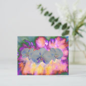 Abstracte waterverf tropische bloemenorchideeën briefkaart (Staand voorkant)