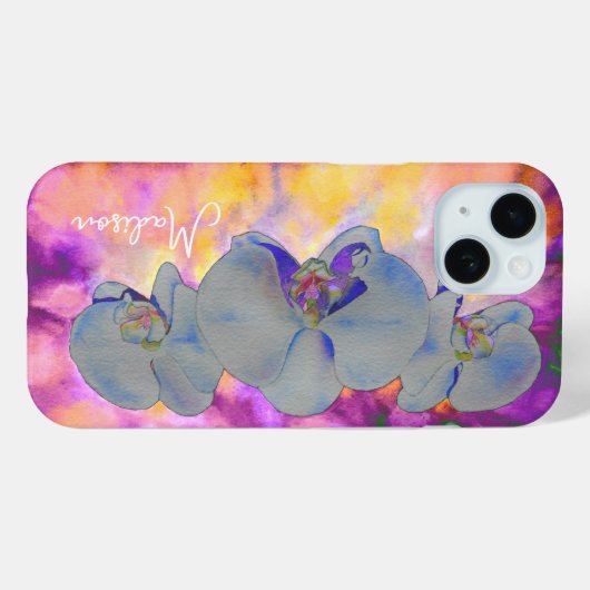 Abstracte waterverf tropische bloemenorchideeën Case-Mate iPhone case (Achterkant (horizontaal))
