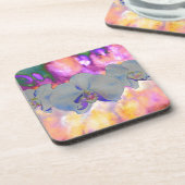 Abstracte waterverf tropische bloemenorchideeën drankjes onderzetter (Linkerzijde)