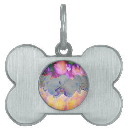 Abstracte waterverf tropische bloemenorchideeën huisdieren naamplaatje