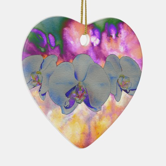 Abstracte waterverf tropische bloemenorchideeën keramisch ornament (Rechts)