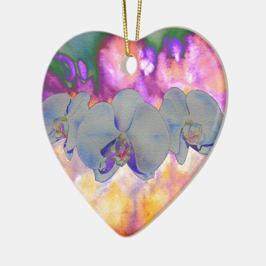 Abstracte waterverf tropische bloemenorchideeën keramisch ornament (Links)