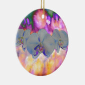 Abstracte waterverf tropische bloemenorchideeën keramisch ornament (Rechts)