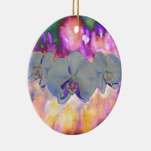 Abstracte waterverf tropische bloemenorchideeën keramisch ornament (Rechts)