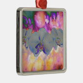 Abstracte waterverf tropische bloemenorchideeën metalen ornament (Rechts)