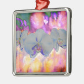 Abstracte waterverf tropische bloemenorchideeën metalen ornament (Links)