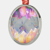 Abstracte waterverf tropische bloemenorchideeën metalen ornament (Links)