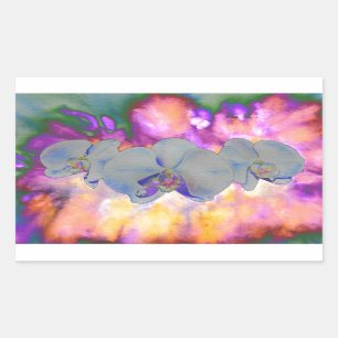 Abstracte waterverf tropische bloemenorchideeën rechthoekige sticker