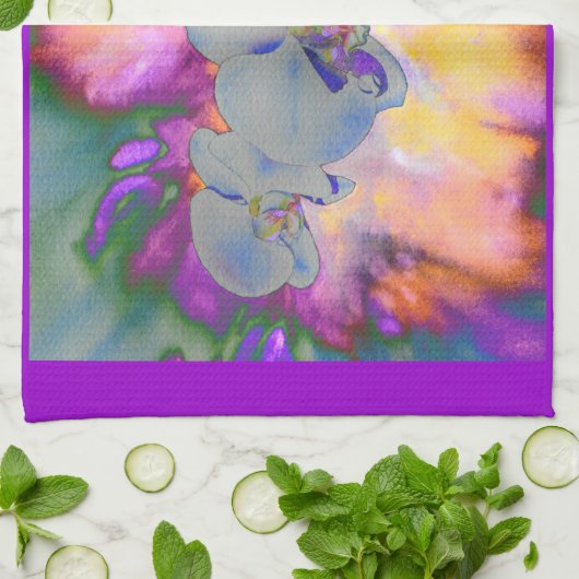 Abstracte waterverf tropische bloemenorchideeën theedoek (Gevouwen)