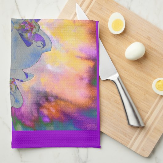 Abstracte waterverf tropische bloemenorchideeën theedoek (Quarter Fold)