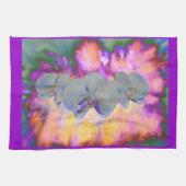 Abstracte waterverf tropische bloemenorchideeën theedoek (Horizontaal)