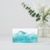 Abstracte Waterverf Turquoise Blauw Visitekaartje (Staand voorkant)