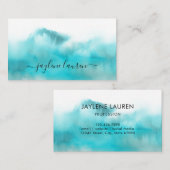 Abstracte Waterverf Turquoise Blauw Visitekaartje (Voorkant / Achterkant)