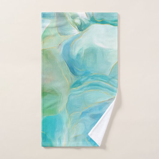 Abstracte Waterverf Turquoise edelsteen strand Bad Handdoek (Handdoek)