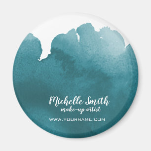 Abstracte waterverf turquoise kleur spatpenseelstr magneet