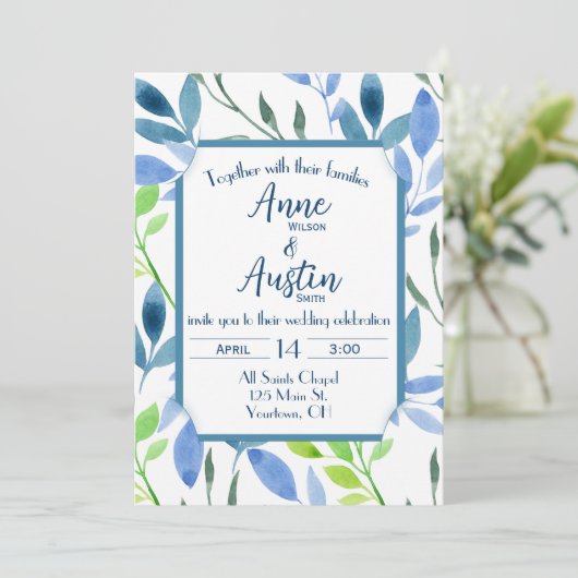 Abstracte Waterverf van bruiloft Kaart (Staand voorkant)