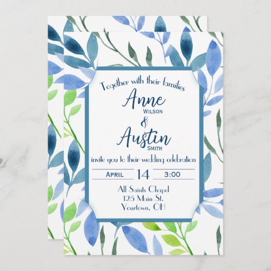 Abstracte Waterverf van bruiloft Kaart (Voorkant / Achterkant)