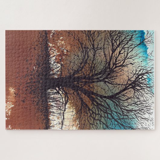 Abstracte Waterverf van de inkt van de boomstructu Legpuzzel (Horizontaal)