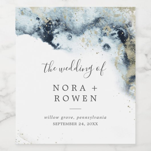 Abstracte Waterverf van de marine Wijn Etiket